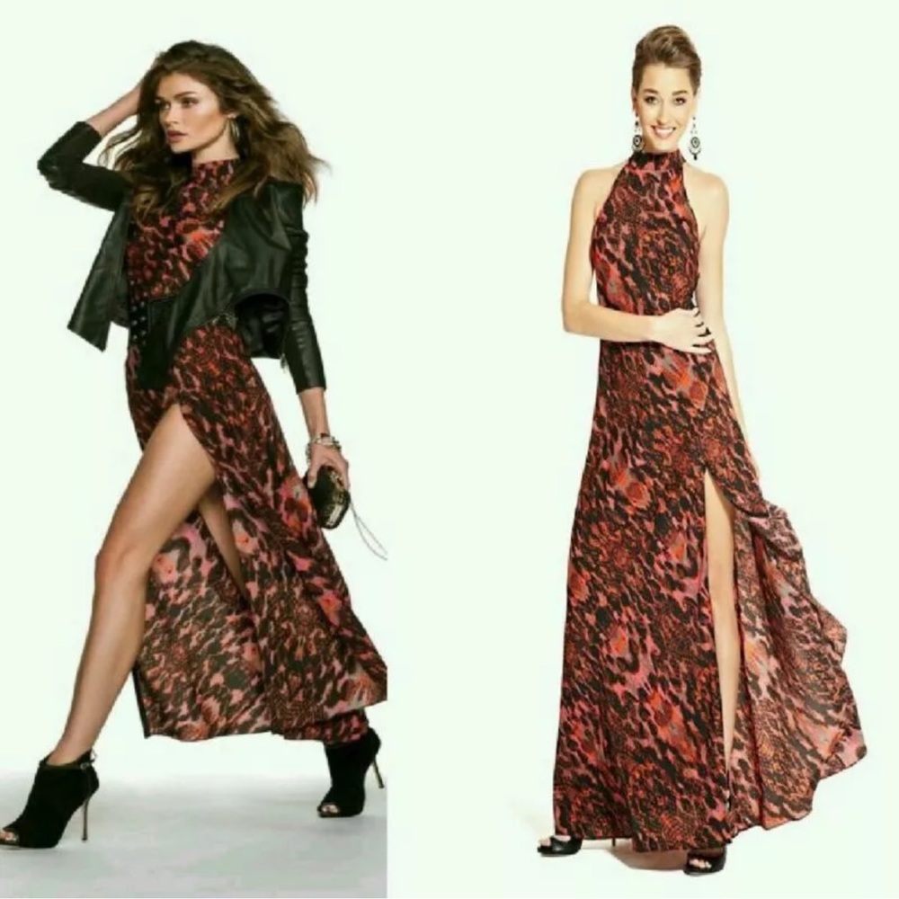 Euc Guess Marciano Abstract Lace Side Details Mesh Slit Summer Party Dress XS